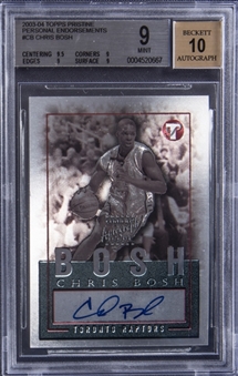 2003-04 Topps Pristine Personal Endorsements #CB Chris Bosh Signed Rookie Card - BGS MINT 9/BGS 10